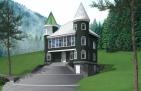 Проект трехэтажного жилого дома с чердаком, лоджией и террасами